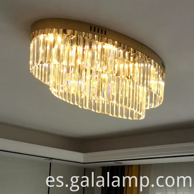 Lámpara de cristal de techo ovalado, lámpara de doble capa de la sala de estar